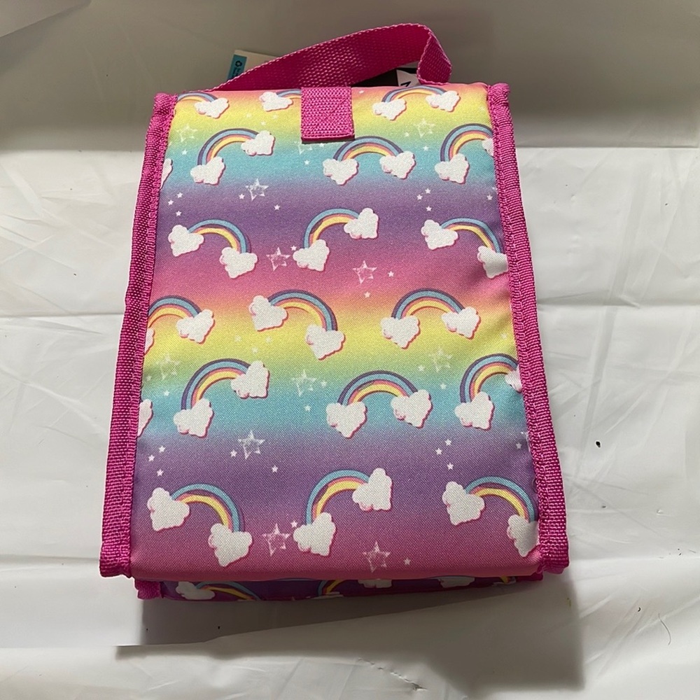 Arctic zone NWT Insulated Lunch Bag bag Velcro strap w/ rainbows  clouds